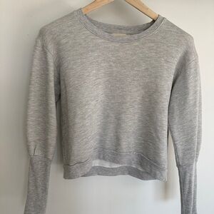Nation LTD Bethany Grey Puff Sleeve Sweatshirt Extended Ribbed Cuffs Small